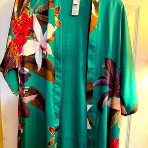 Floral Green Kimono Robe